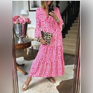 NWT- Flora Bea NYC Leopard Print Maxi Dress Medium